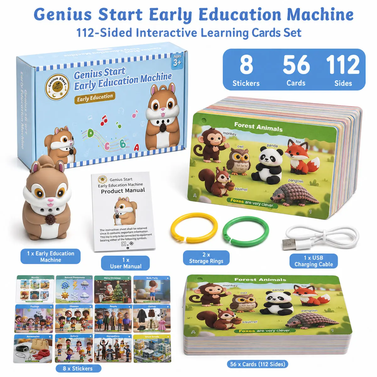 Smart Squirrel 56-card learning set contents